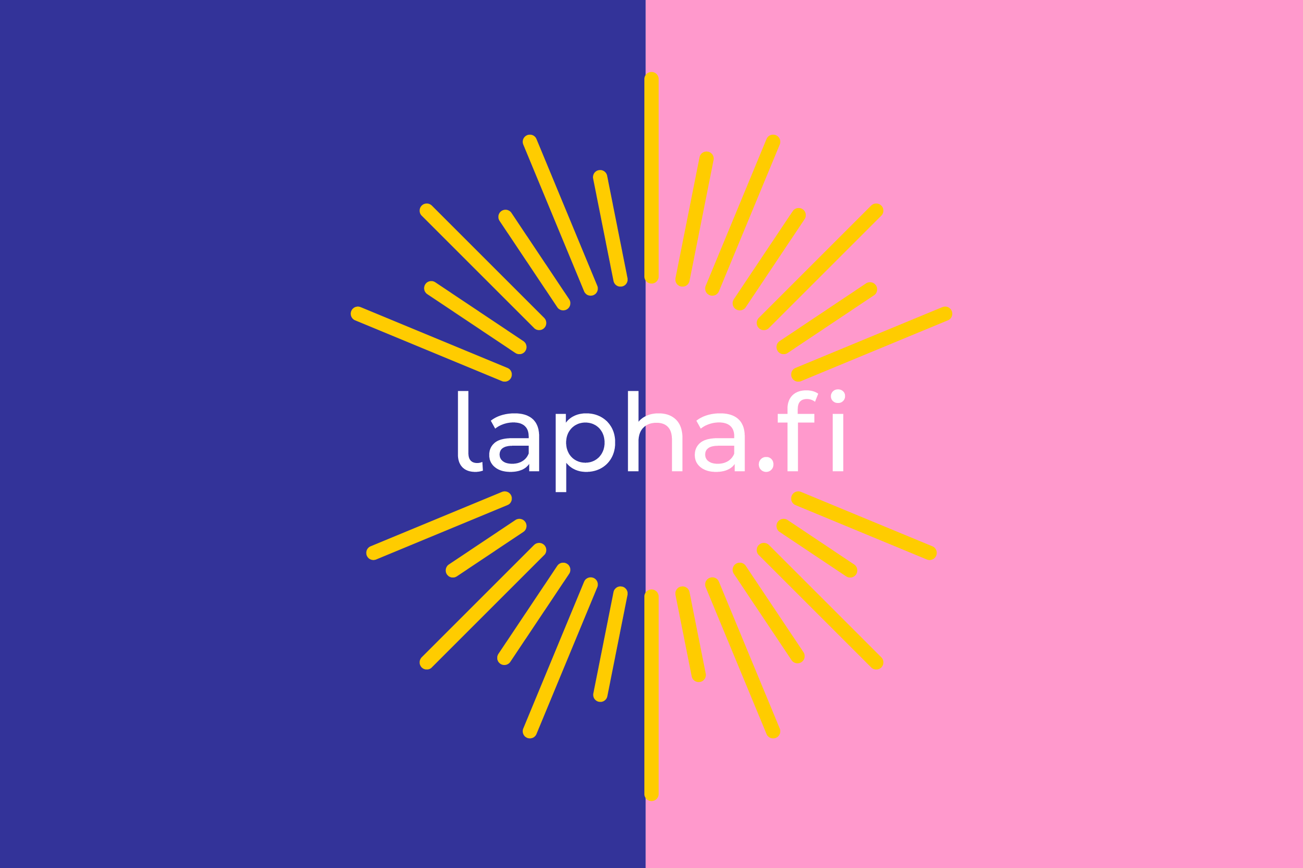 Sinisellä ja vaaleanpunaisella pohjalla lapin hyvinvointialueen logo ja teksti lapha.fi